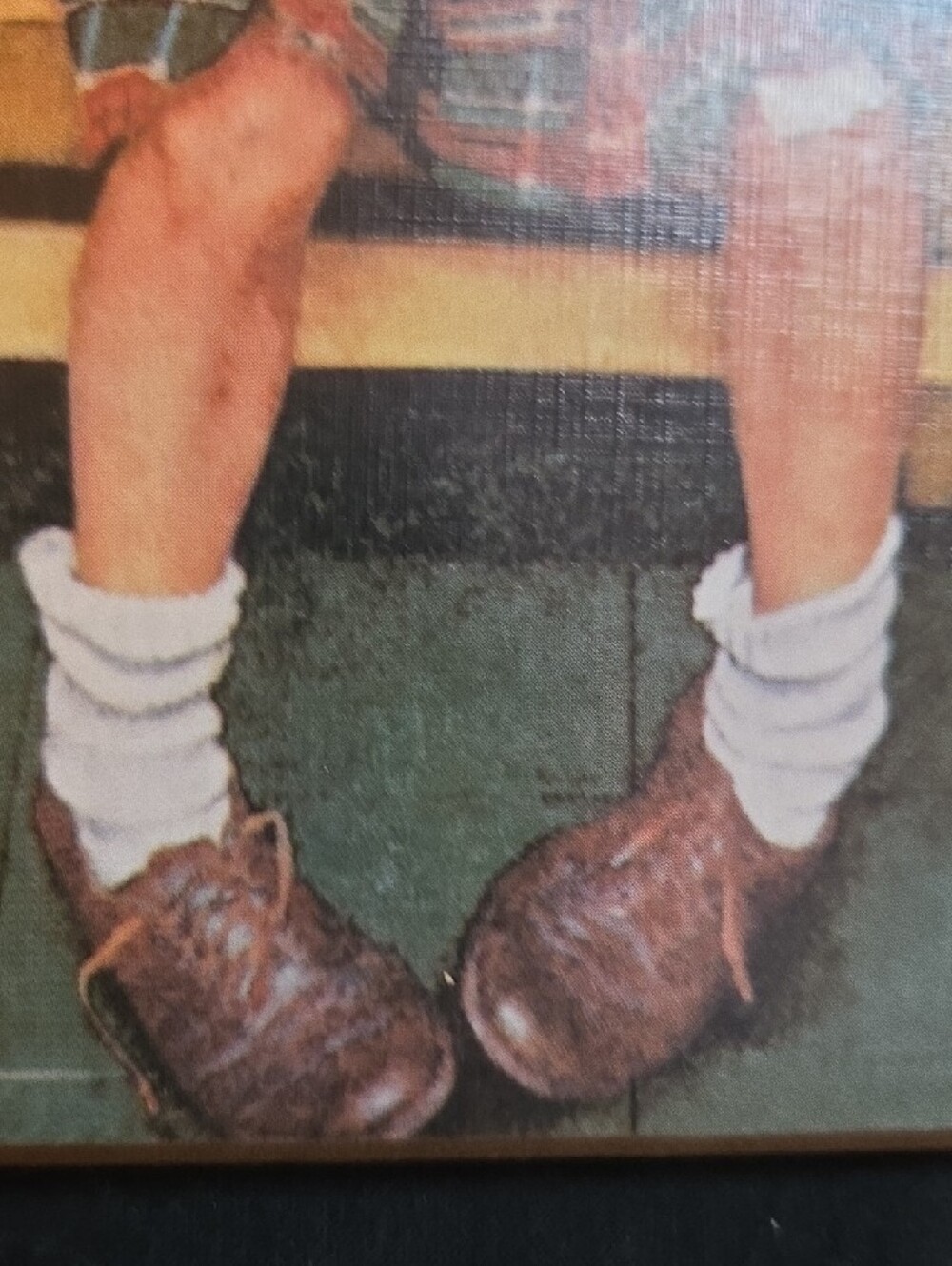 Norman Rockwell Girl on Bench Print - Plaid Skirt, White Shirt - Picture 6 of 7